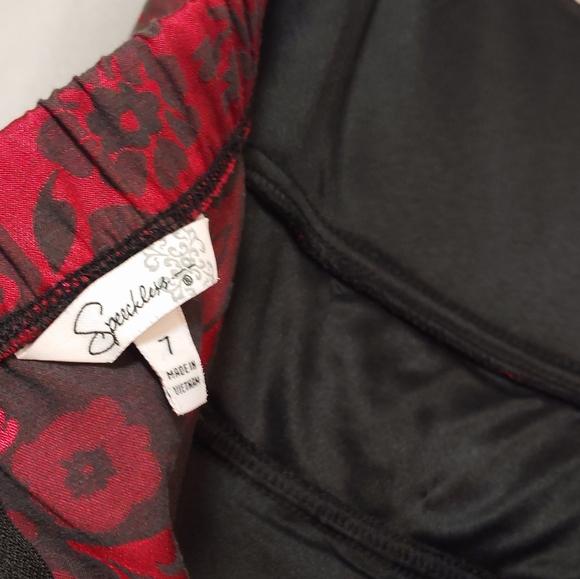 Speechless Red Black Damask Strapless Fit & Flare Empire Waist Dress, SZ 7 - Picture 4 of 10